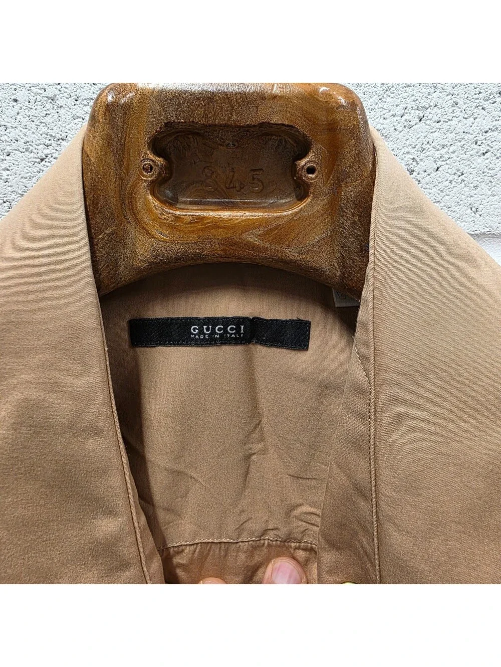 Gucci Vintage Snap button Western Shirt Beige Khaki 44 17.5  XL 22x32 Mens Shirt